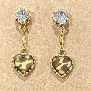 Dangle Giraffe Print Gold Tone Earrings
